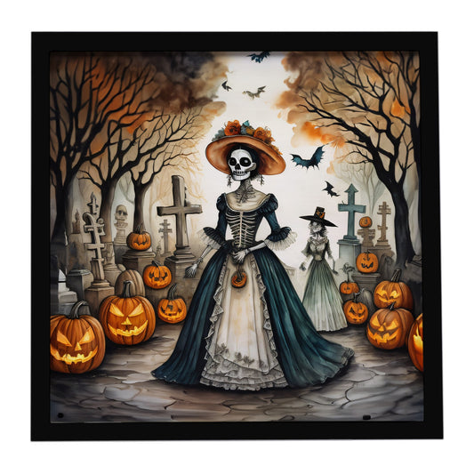 La Catrina Skeleton Spooky Halloween Framed Metal Print
