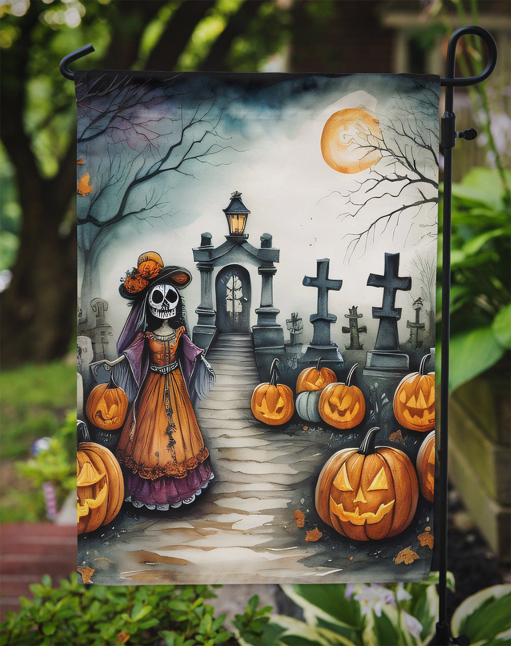 La Catrina Skeleton Spooky Halloween Garden Flag – Outdoor Decorative Yard Flag