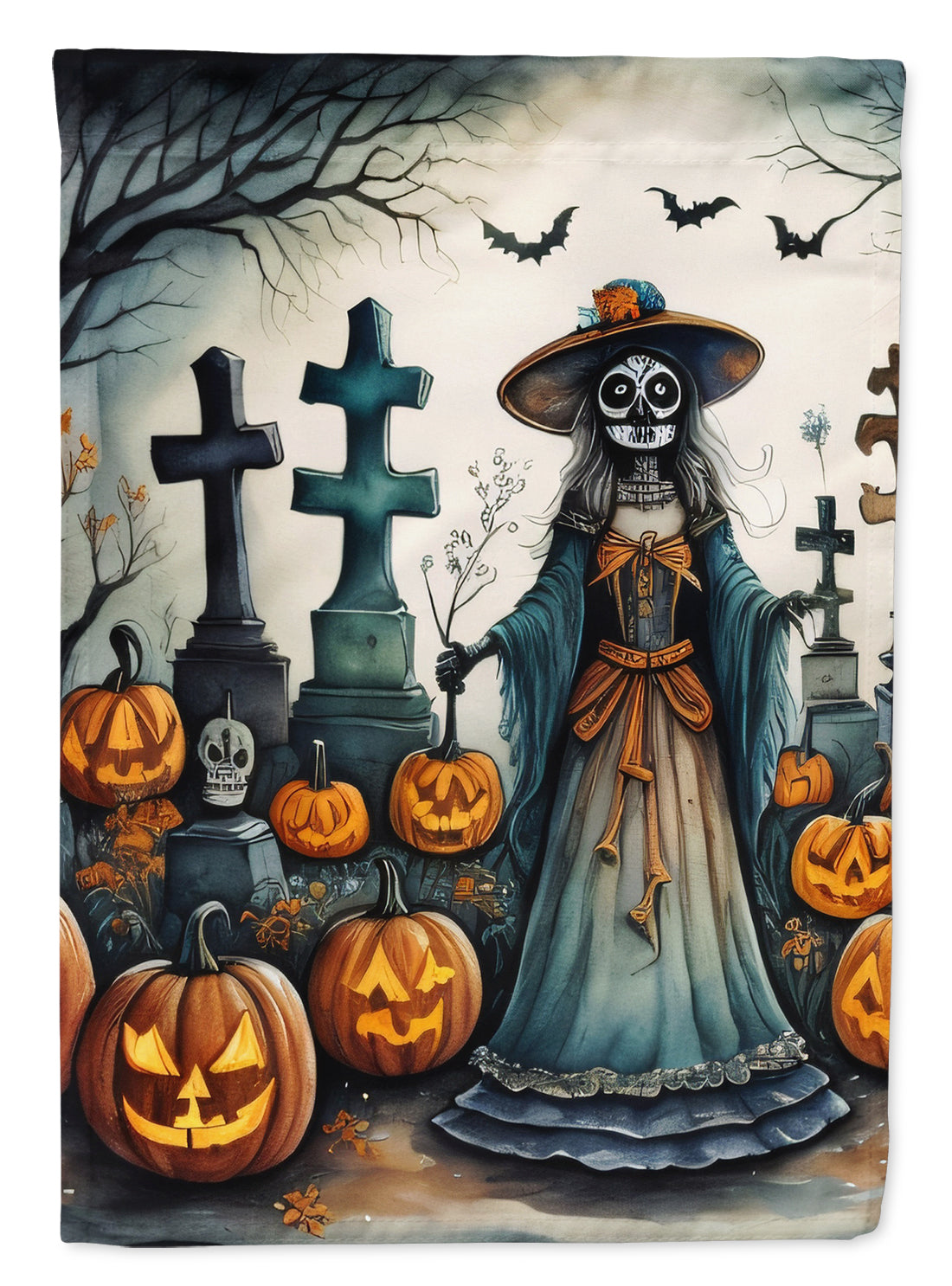 La Catrina Skeleton Spooky Halloween House Flag