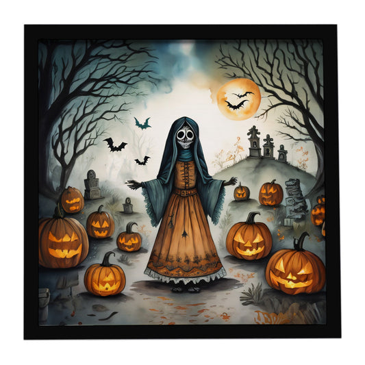La Llorona Skeleton Spooky Halloween Framed Metal Print