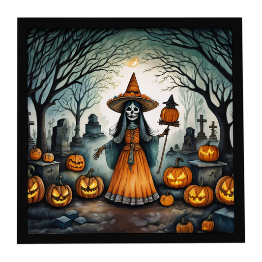 La Llorona Skeleton Spooky Halloween Framed Metal Print