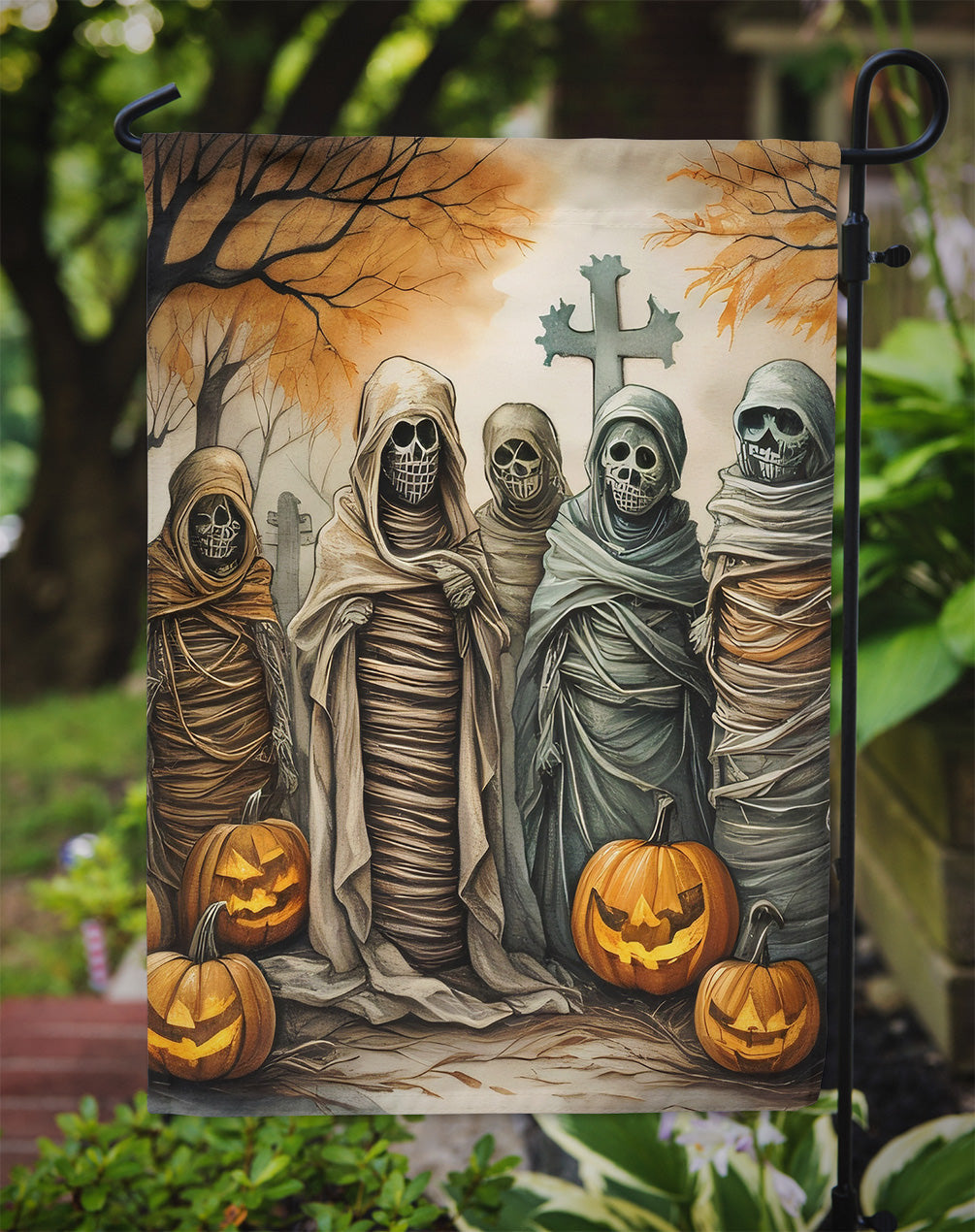 Mummies Spooky Halloween Garden Flag – Outdoor Decorative Yard Flag