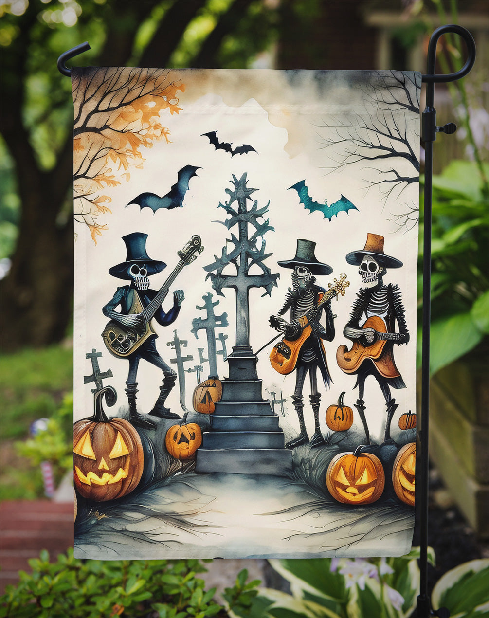 Mariachi Skeleton Band Spooky Halloween Garden Flag – Outdoor Decorative Yard Flag