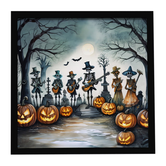 Mariachi Skeleton Band Spooky Halloween Framed Metal Print