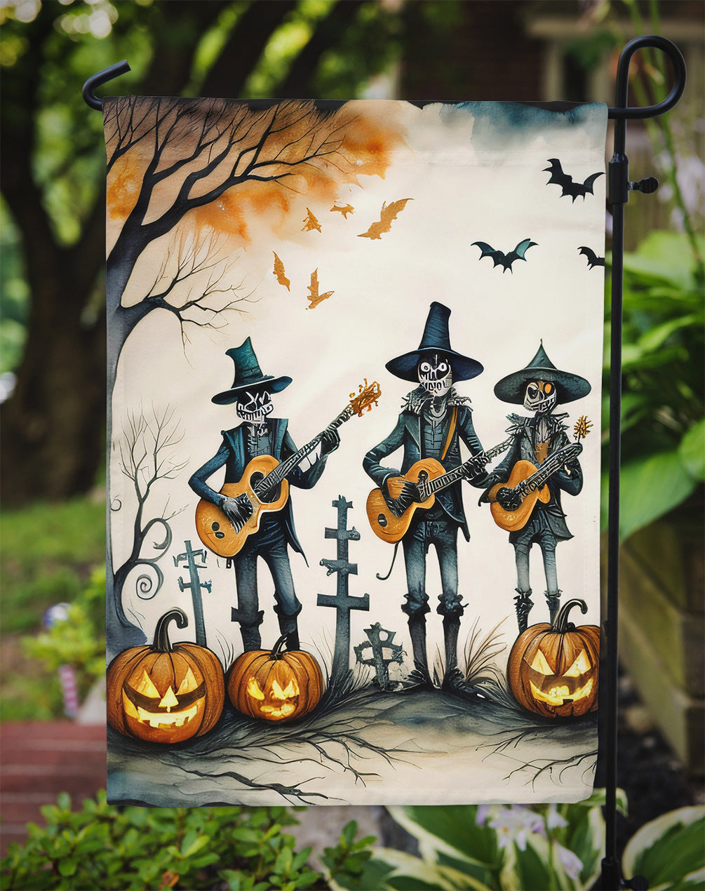 Mariachi Skeleton Band Spooky Halloween Garden Flag – Outdoor Decorative Yard Flag