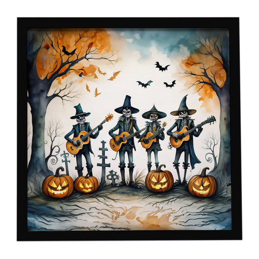 Mariachi Skeleton Band Spooky Halloween Framed Metal Print