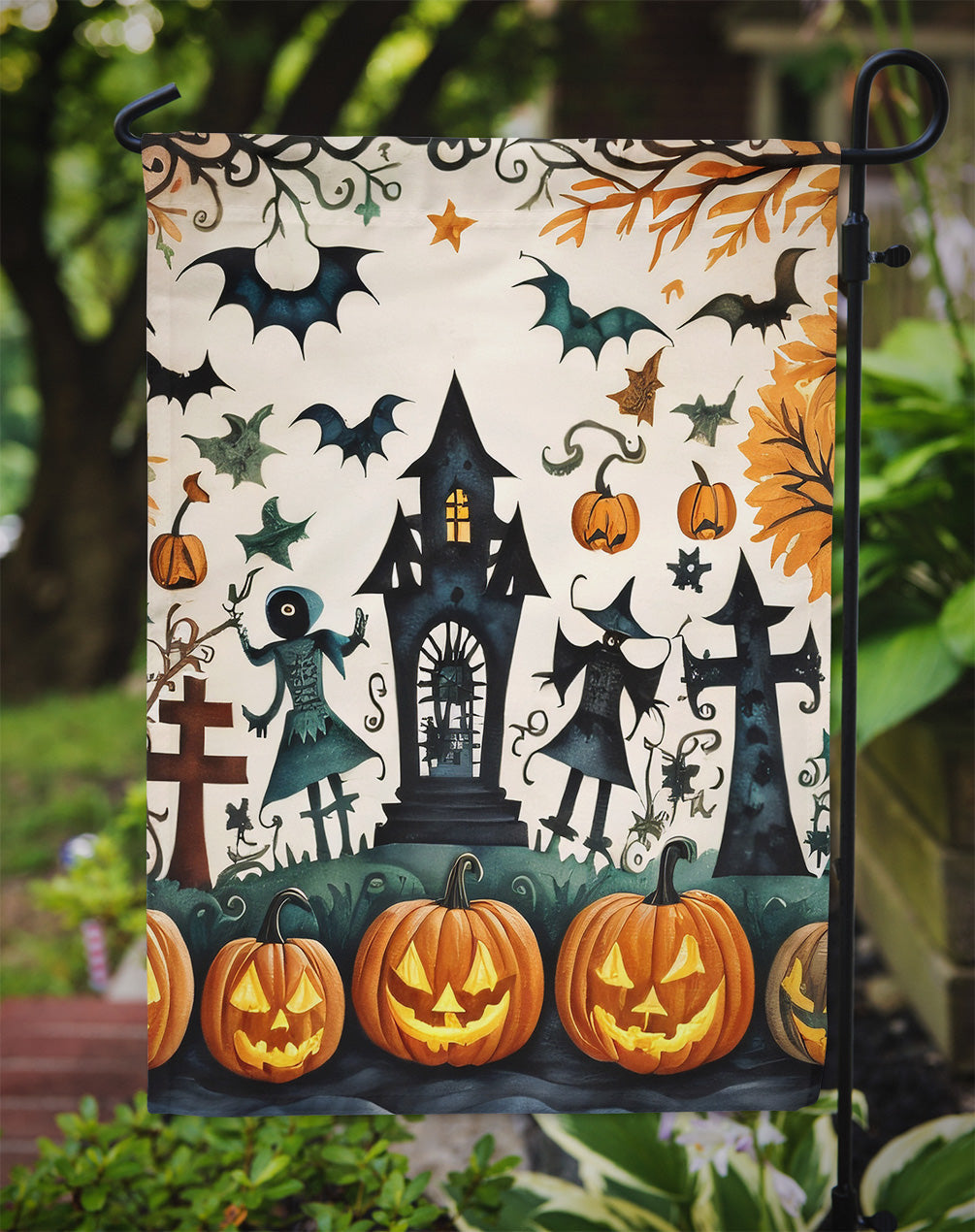 Papel Picado Skeletons Spooky Halloween Garden Flag – Outdoor Decorative Yard Flag