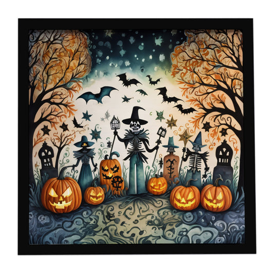Papel Picado Skeletons Spooky Halloween Framed Metal Print