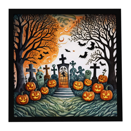 Papel Picado Skeletons Spooky Halloween Framed Metal Print