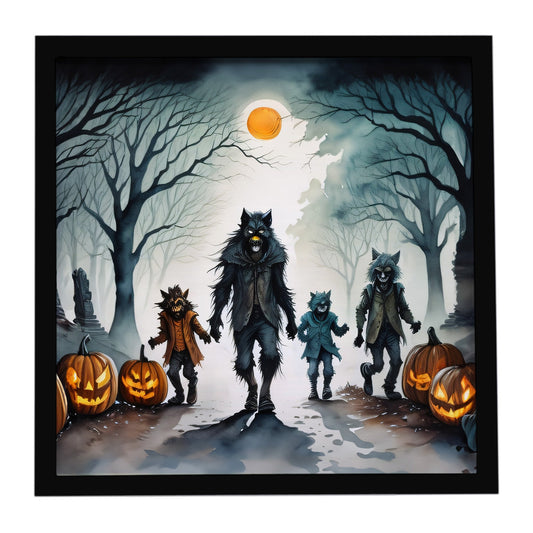 Werewolves Spooky Halloween Framed Metal Print