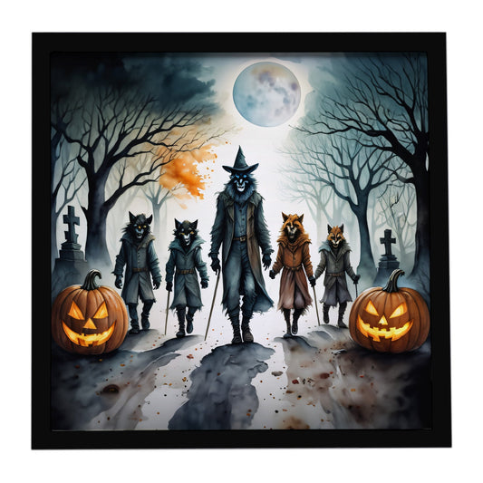 Werewolves Spooky Halloween Framed Metal Print