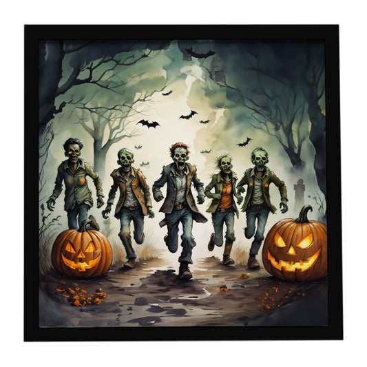 Zombies Spooky Halloween Framed Metal Print