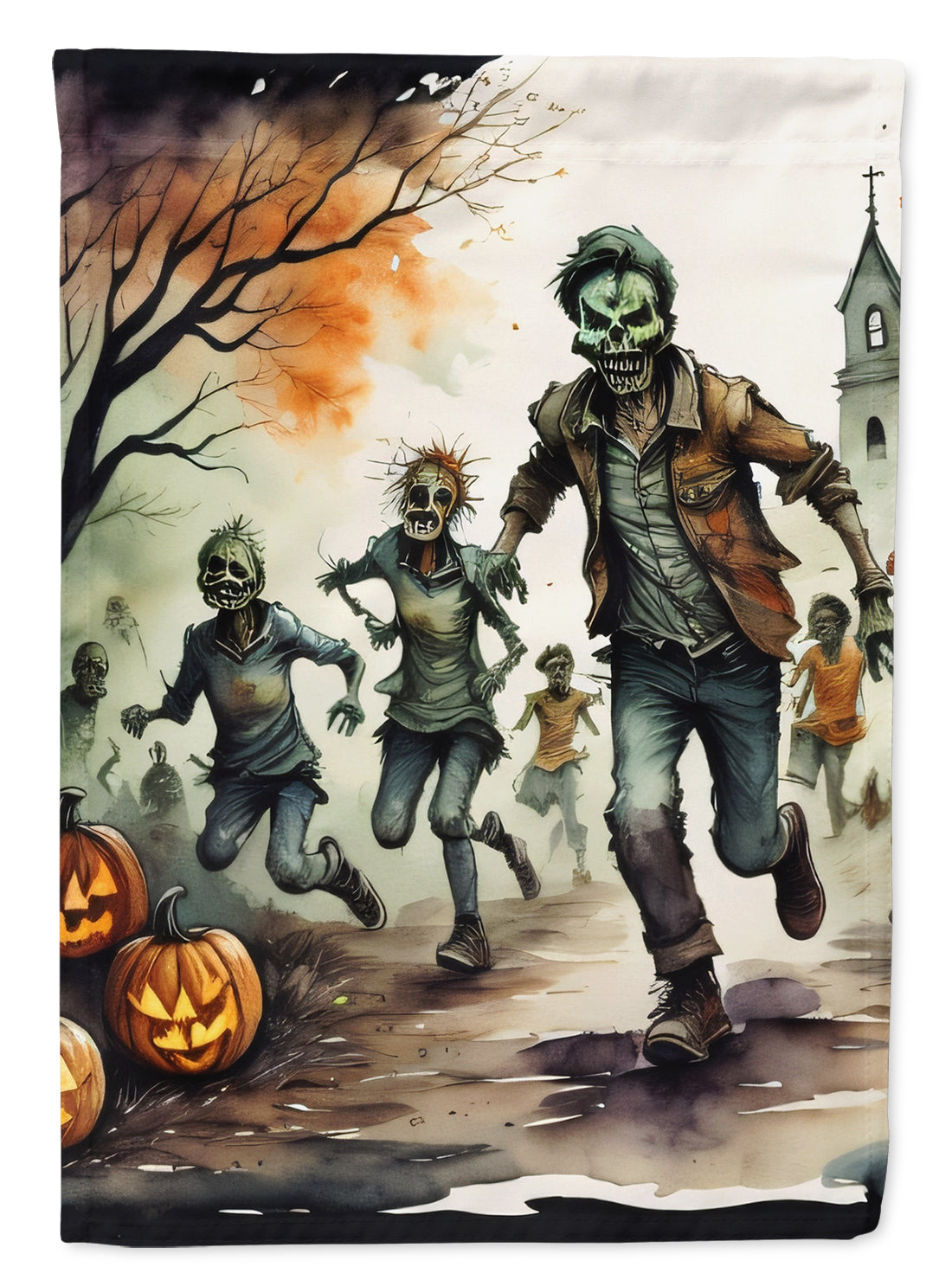 Zombies Spooky Halloween Garden Flag – Outdoor Decorative Yard Flag