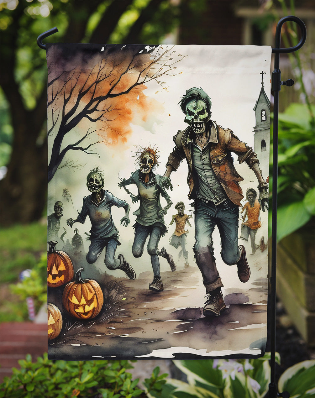 Zombies Spooky Halloween Garden Flag – Outdoor Decorative Yard Flag