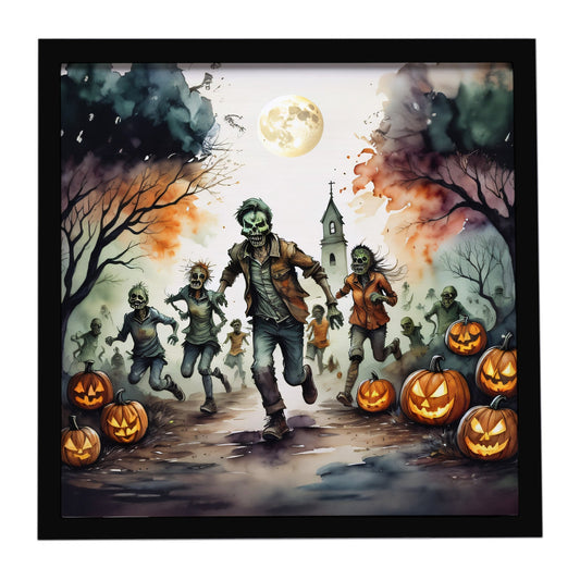 Zombies Spooky Halloween Framed Metal Print