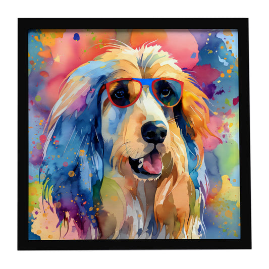 Afghan Hound Hippie Dawg Framed Metal Print