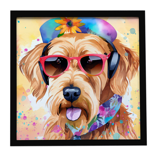 Airedale Terrier Hippie Dawg Framed Metal Print
