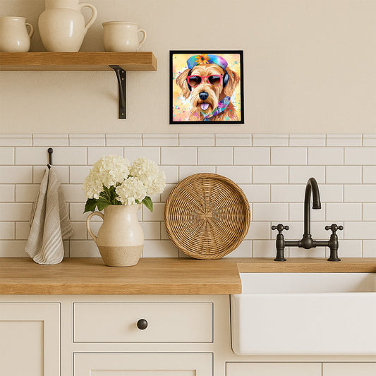 Airedale Terrier Hippie Dawg Framed Metal Print