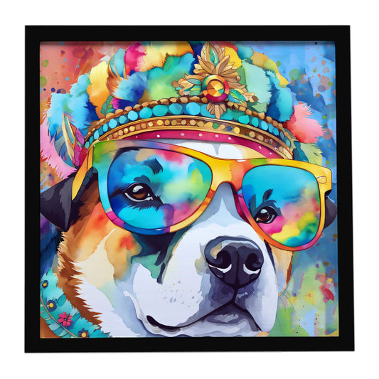 Akita Hippie Dawg Framed Metal Print