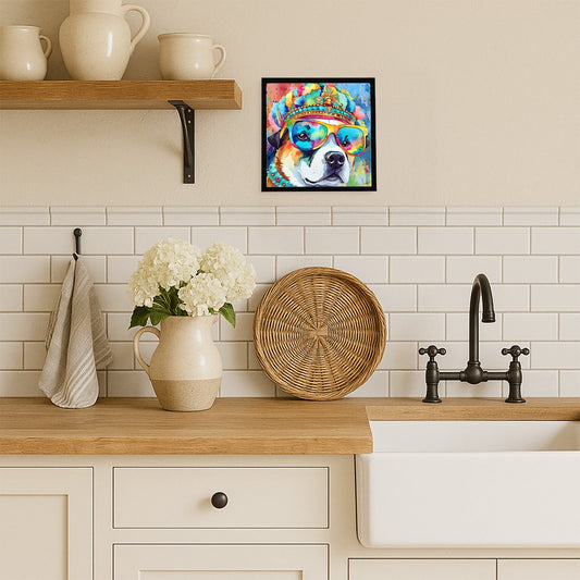 Akita Hippie Dawg Framed Metal Print