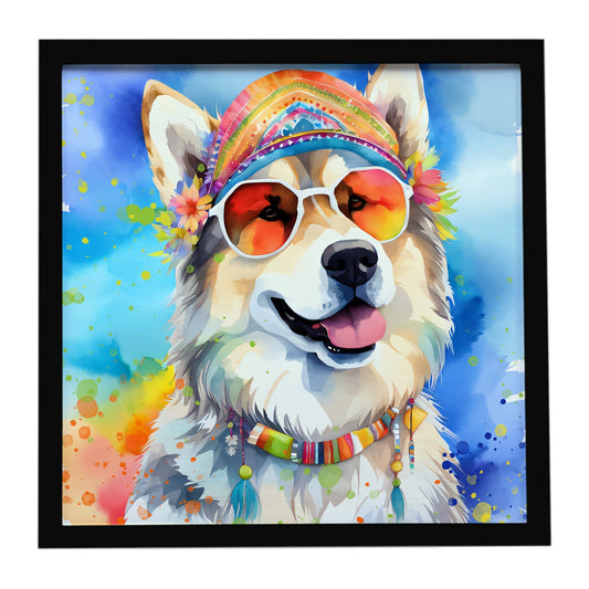 Alaskan Malamute Hippie Dawg Framed Metal Print