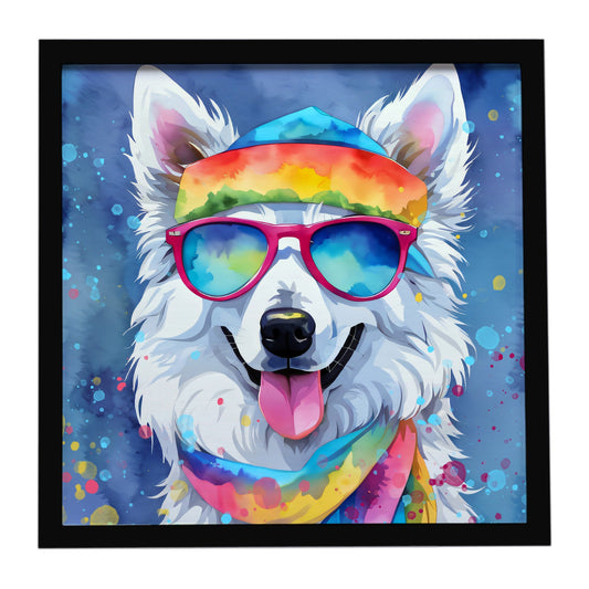 American Eskimo Hippie Dawg Framed Metal Print