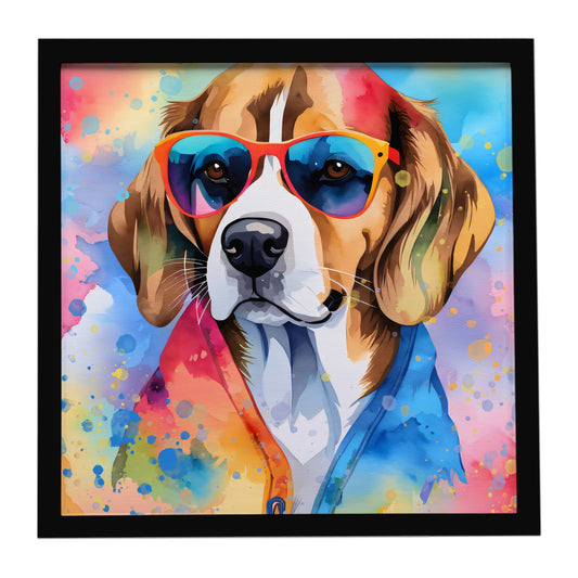 Beagle Hippie Dawg Framed Metal Print