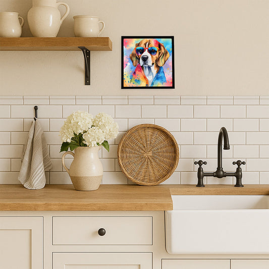 Beagle Hippie Dawg Framed Metal Print