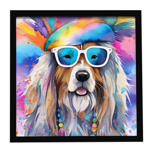 Bearded Collie Hippie Dawg Framed Metal Print