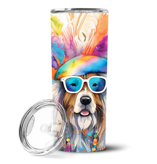 Bearded Collie Hippie Dawg Stainless Steel Skinny Tumbler