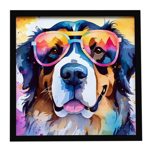 Bernese Mountain Dog Hippie Dawg Framed Metal Print