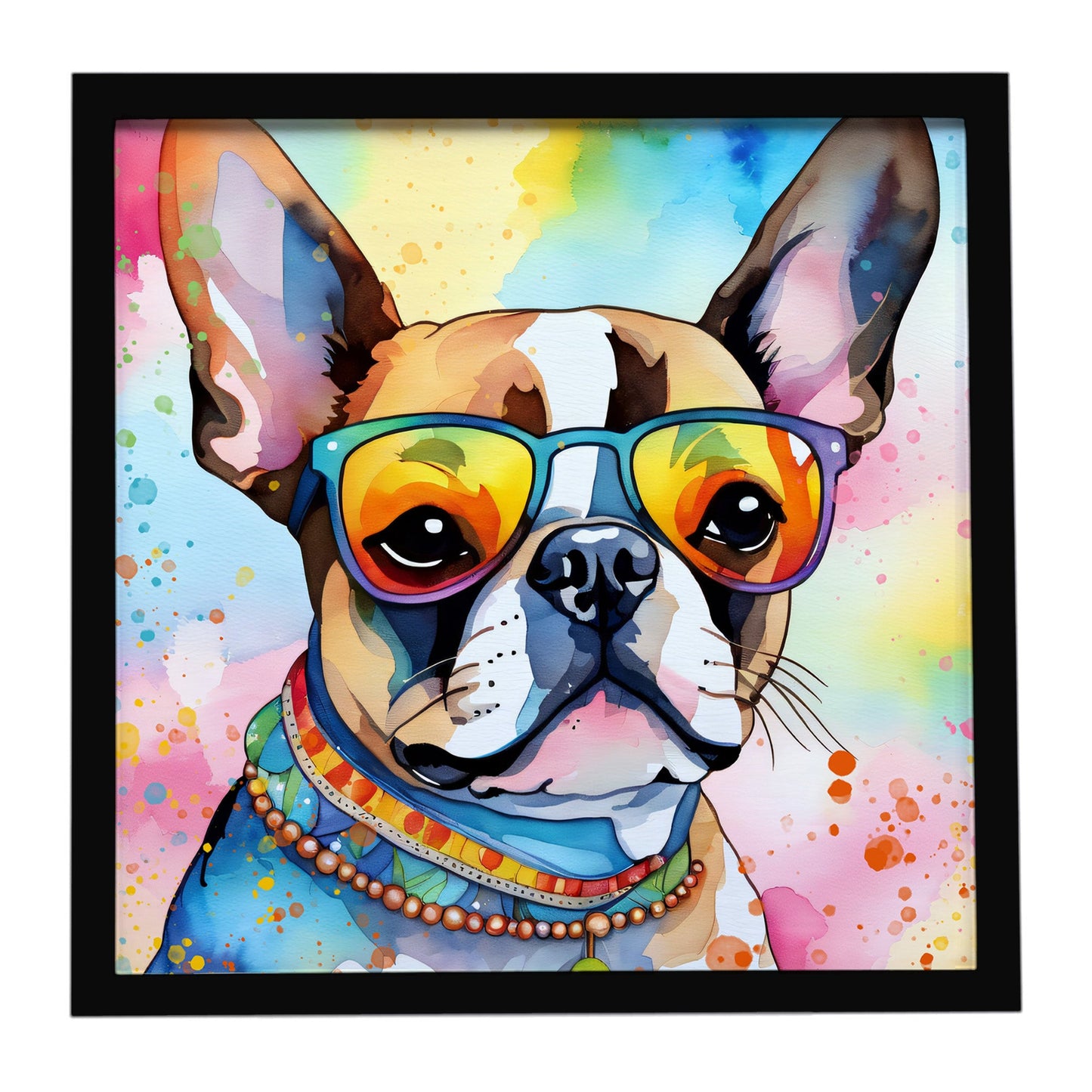 Boston Terrier Hippie Dawg Framed Metal Print