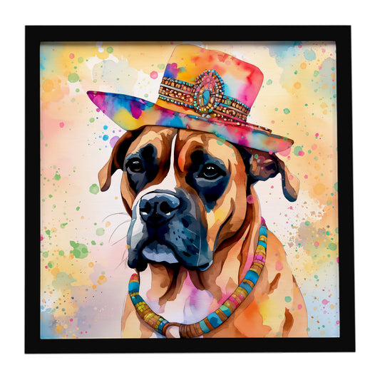 Boxer Hippie Dawg Framed Metal Print