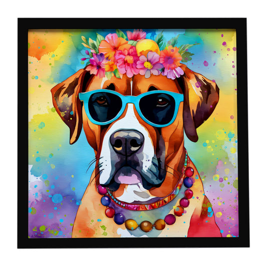 Boxer Hippie Dawg Framed Metal Print