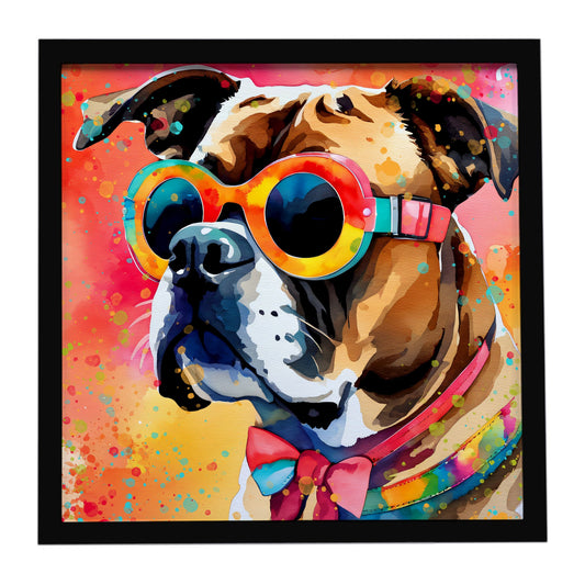 Boxer Hippie Dawg Framed Metal Print