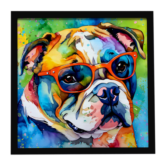 English Bulldog Hippie Dawg Framed Metal Print