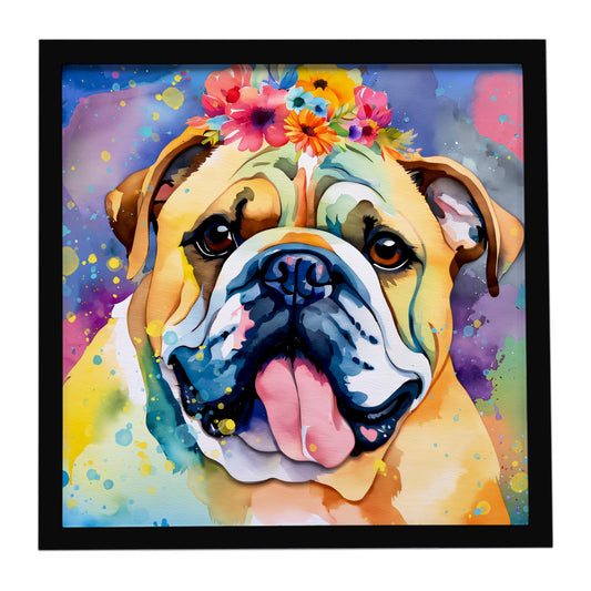 English Bulldog Hippie Dawg Framed Metal Print