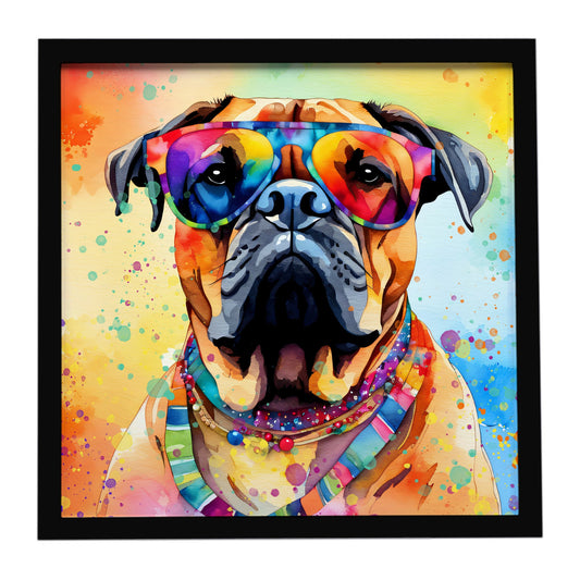 Bullmastiff Hippie Dawg Framed Metal Print