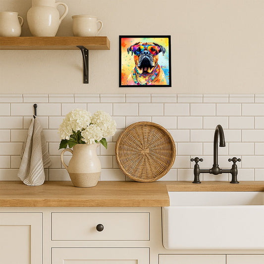 Bullmastiff Hippie Dawg Framed Metal Print