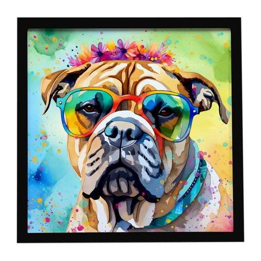 Bullmastiff Hippie Dawg Framed Metal Print