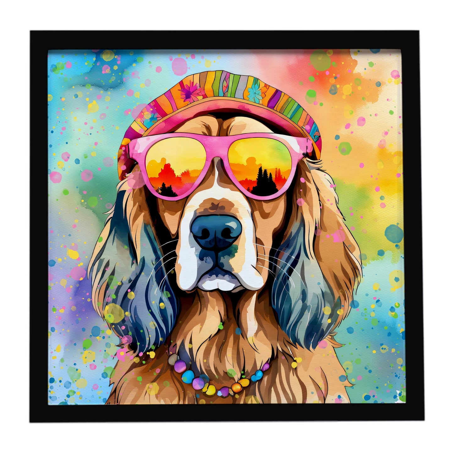 Cocker Spaniel Hippie Dawg Framed Metal Print