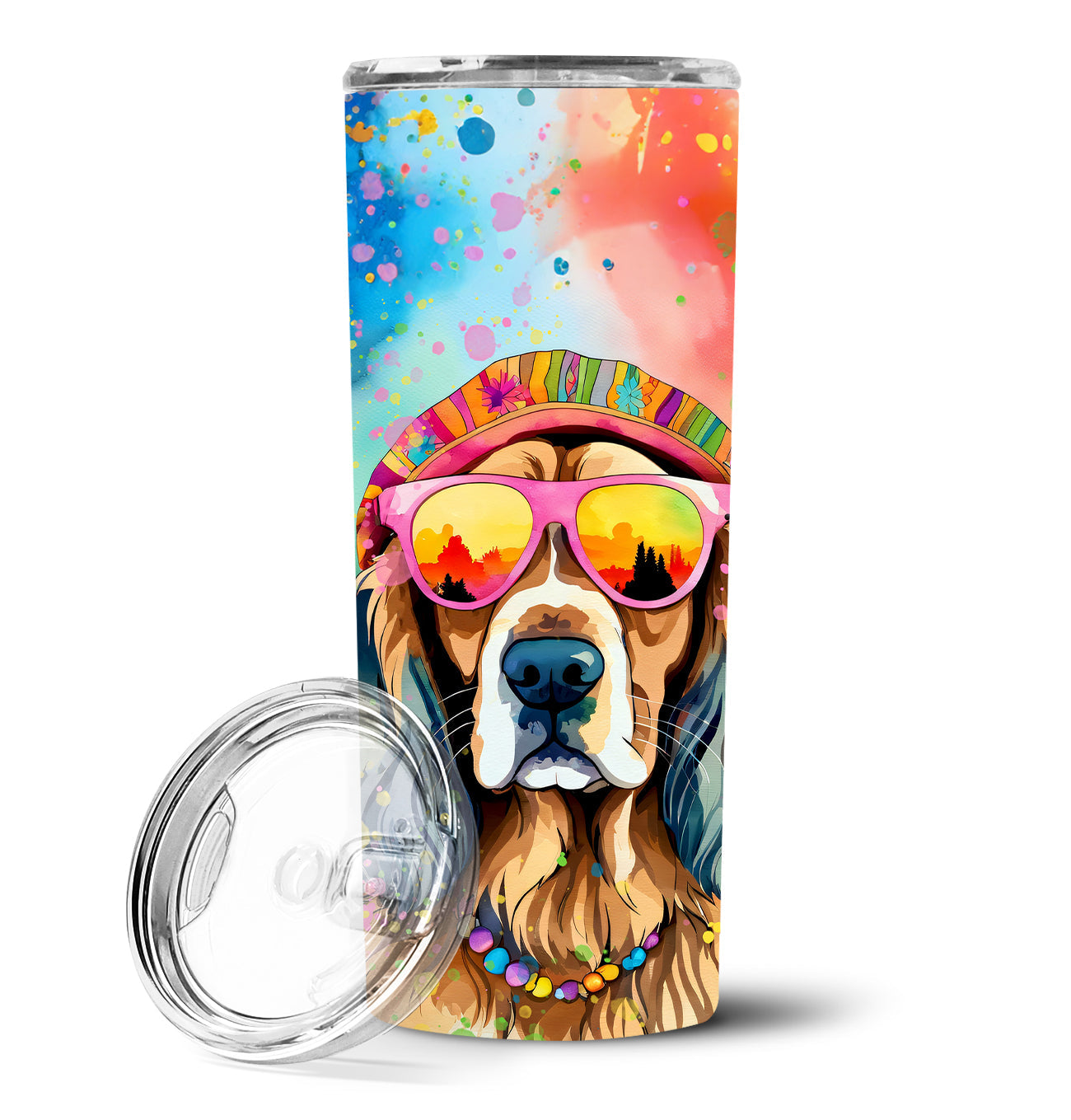 Cocker Spaniel Hippie Dawg Stainless Steel Skinny Tumbler