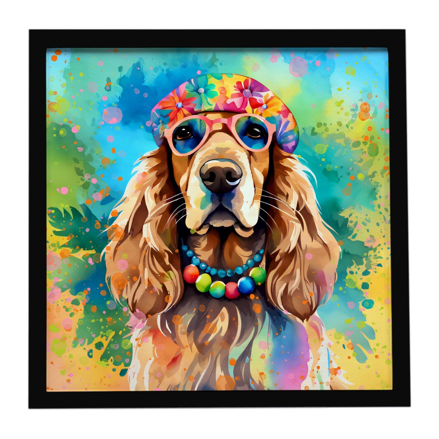 Cocker Spaniel Hippie Dawg Framed Metal Print