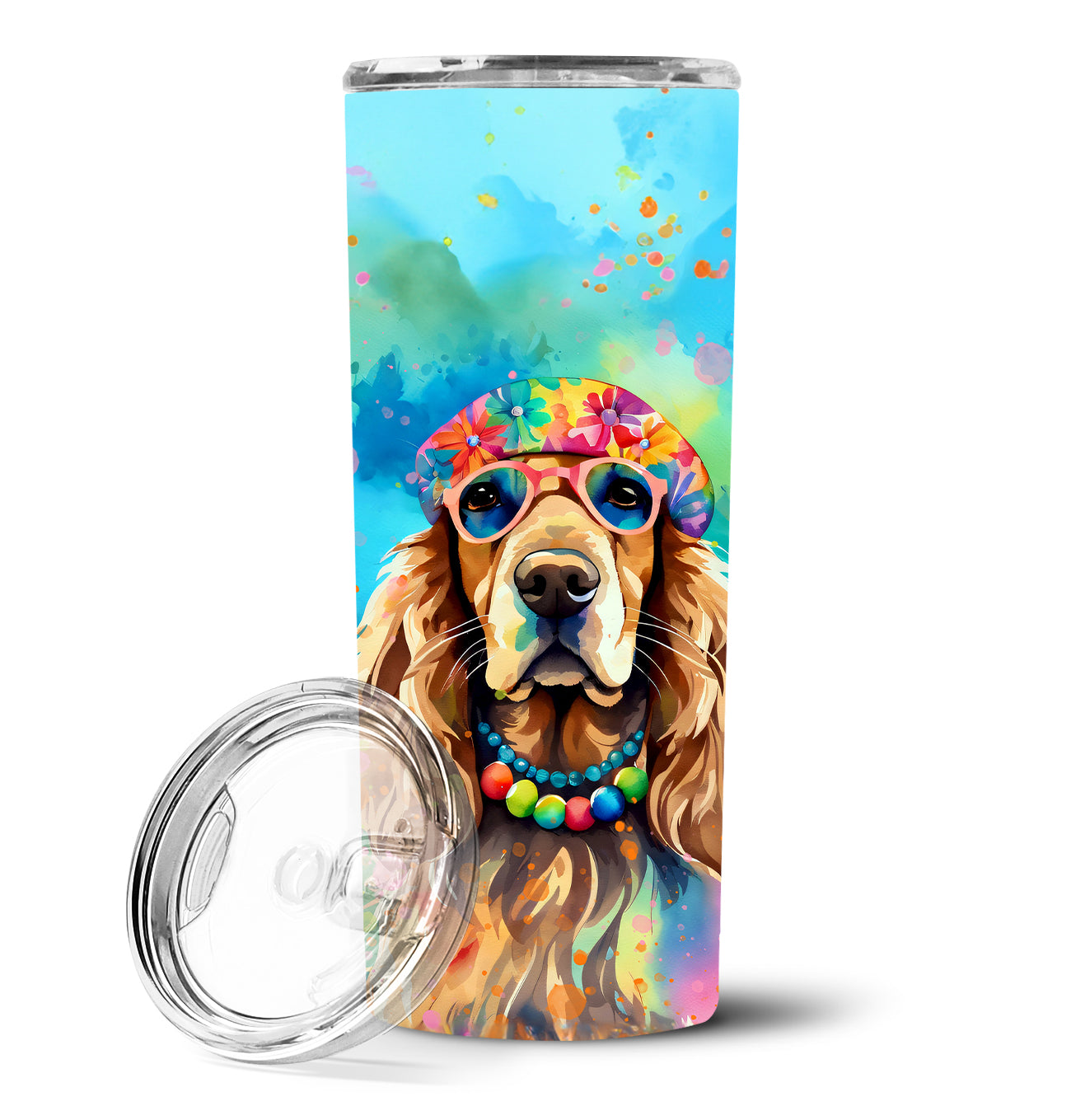 Cocker Spaniel Hippie Dawg Stainless Steel Skinny Tumbler
