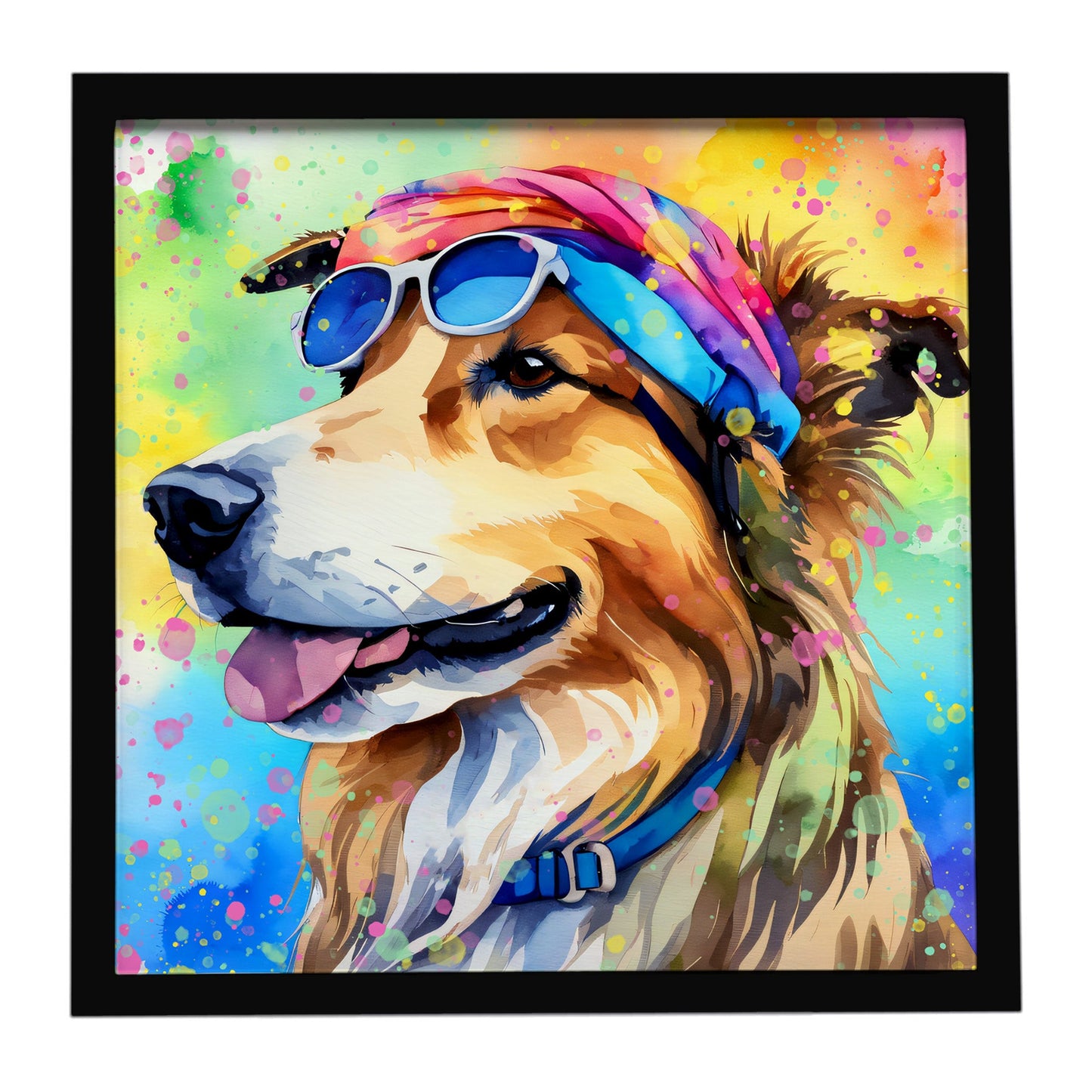 Collie Hippie Dawg Framed Metal Print