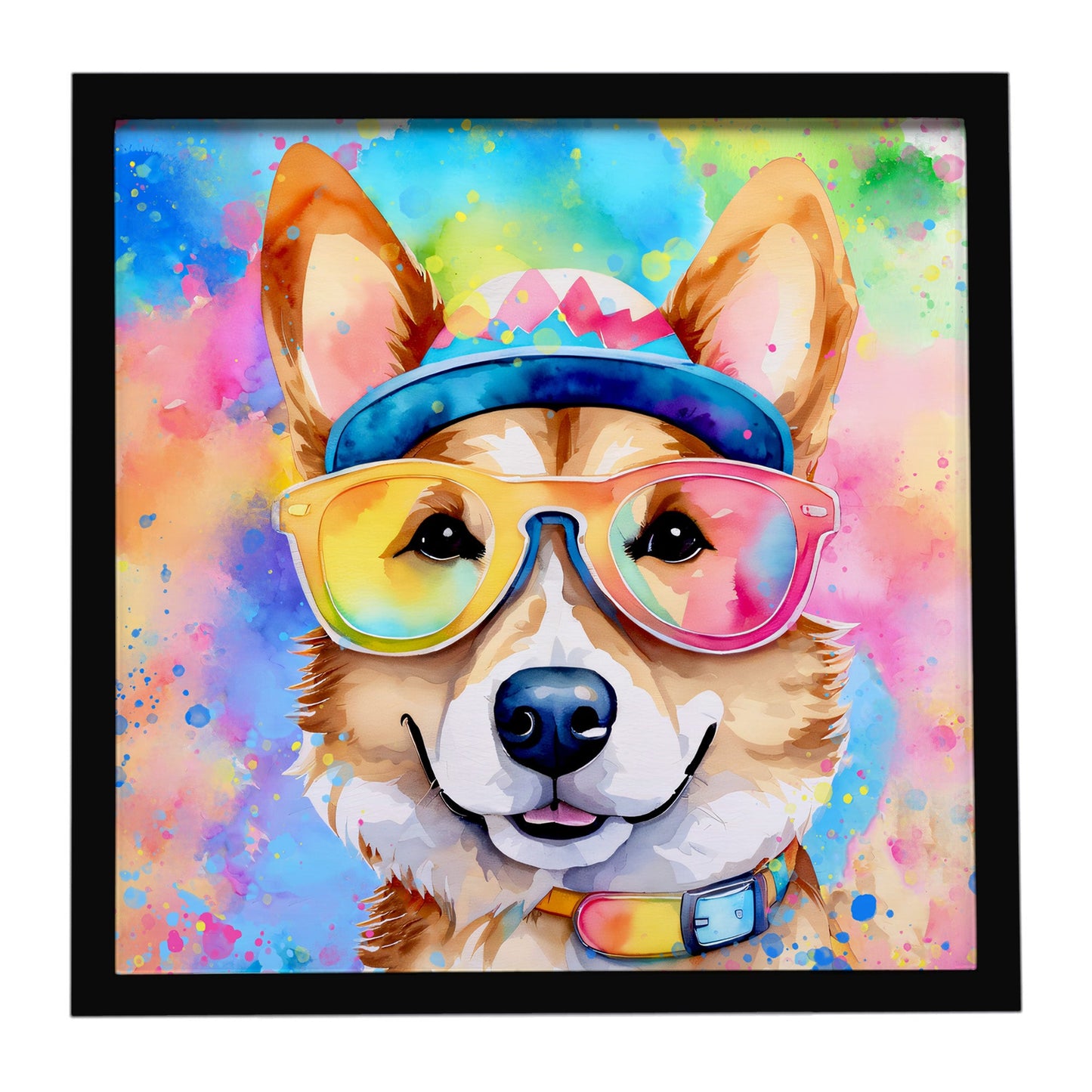 Corgi Hippie Dawg Framed Metal Print