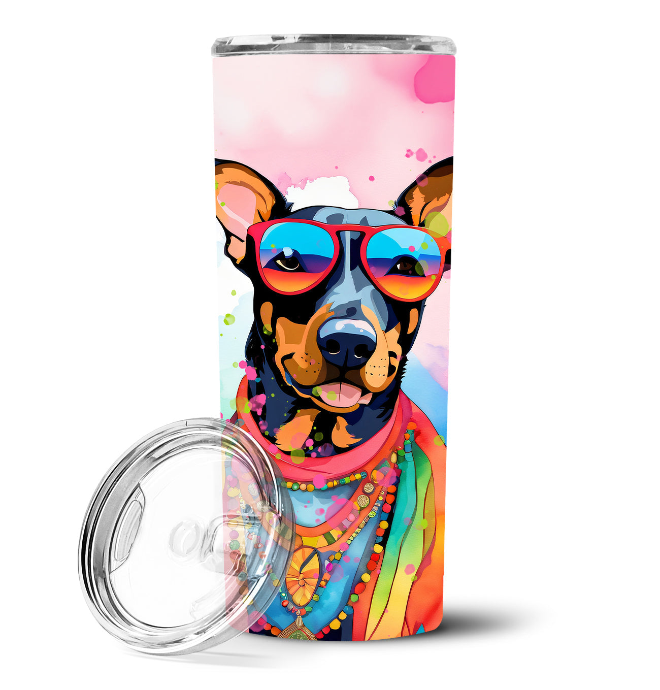 Doberman Pinscher Hippie Dawg Stainless Steel Skinny Tumbler