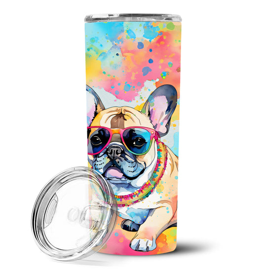 French Bulldog Hippie Dawg Stainless Steel Skinny Tumbler