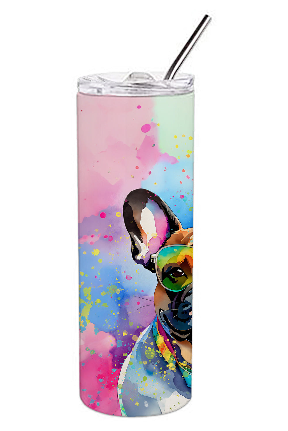 French Bulldog Hippie Dawg Stainless Steel Skinny Tumbler