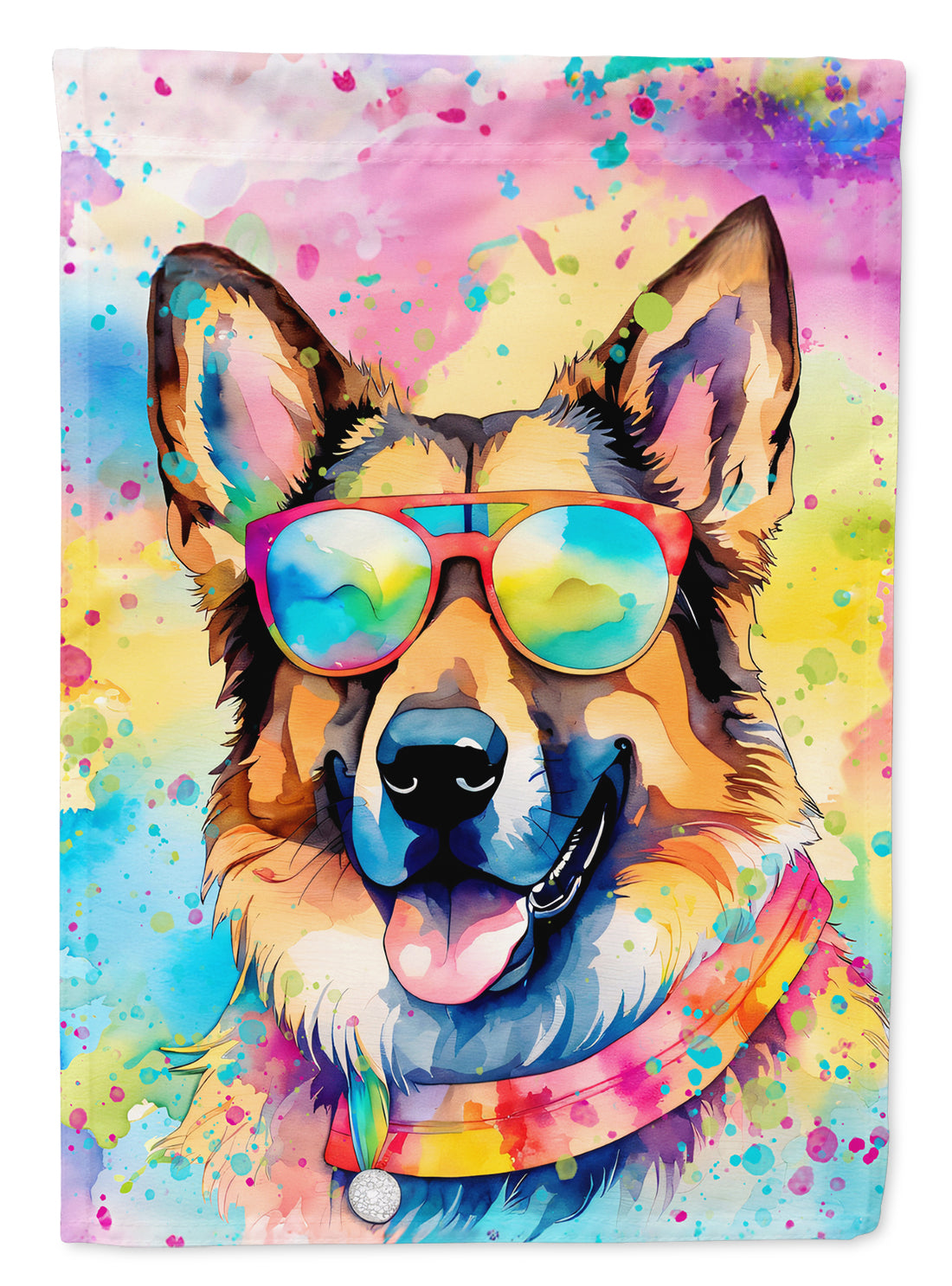 German Shepherd Hippie Dawg House Flag